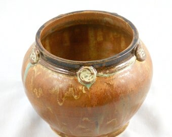 Earthy Stoneware Vase, hand thrown stoneware pottery vase, home decor, earth tone, rust brown green vase, ceramic vase, handmade pottery