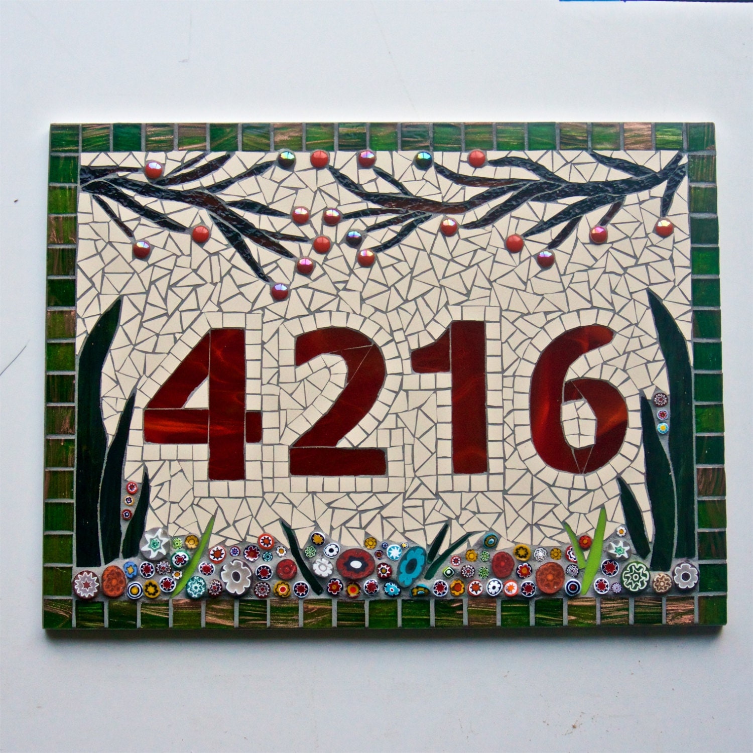 Large Mosaic House Number sign Plaque Address Number plate