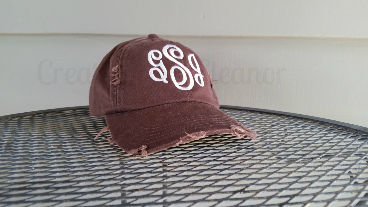Monogrammed Distressed Baseball Hat by creationsforeleanor on Etsy