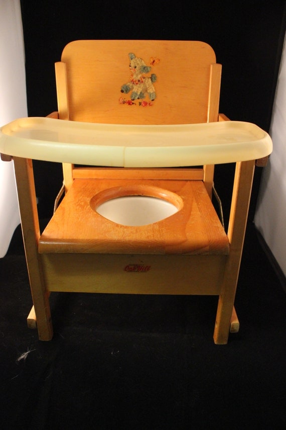 Vintage Oak Hill Wooden Potty Chair 1950s