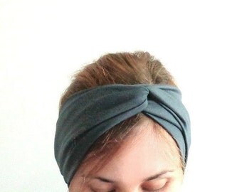 Grey yoga headband Jersey turban turband stretch headwrap everyday hairband winter head warmer ear warmer stirnband fitness headband