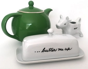 Upcycled Butter Dish Butter Me Up Handpainted