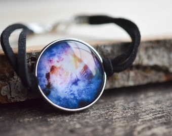 Galaxy Print Bracelet, Nebula Bracelet, Space Jewelry, Planetarium Jewelry, Science Jewelry, Nerdy Bracelet, Gypsy Jewelry, Galaxy Jewelry