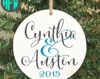 Our First Christmas Ornament, Personalized Ornament, Couples Gift, Wedding Gift, Newlywed Gift, Mr and Mrs Ornament, Wedding Ornament