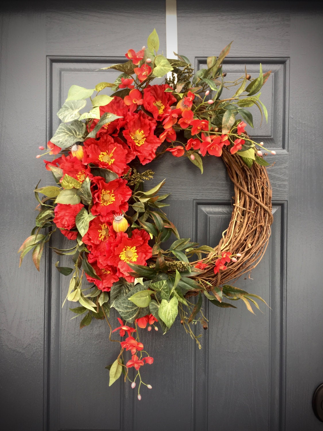 Red Spring Wreath Red Decor Red Door Wreaths Spring Decor