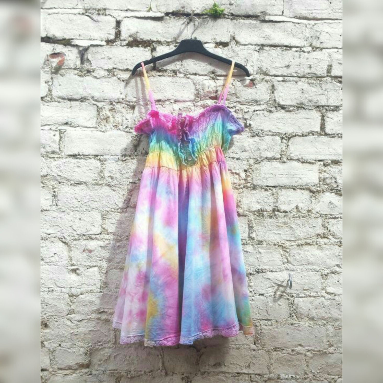 Rainbow Dress Tie Dye Dress Hippie Boho Wedding to fit UK Size