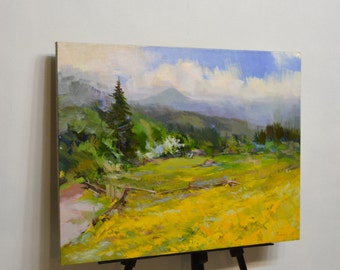 Spring painting, oil landscape painting, abstract forest painting, impressionist art canvas painting, wall art landscape painting