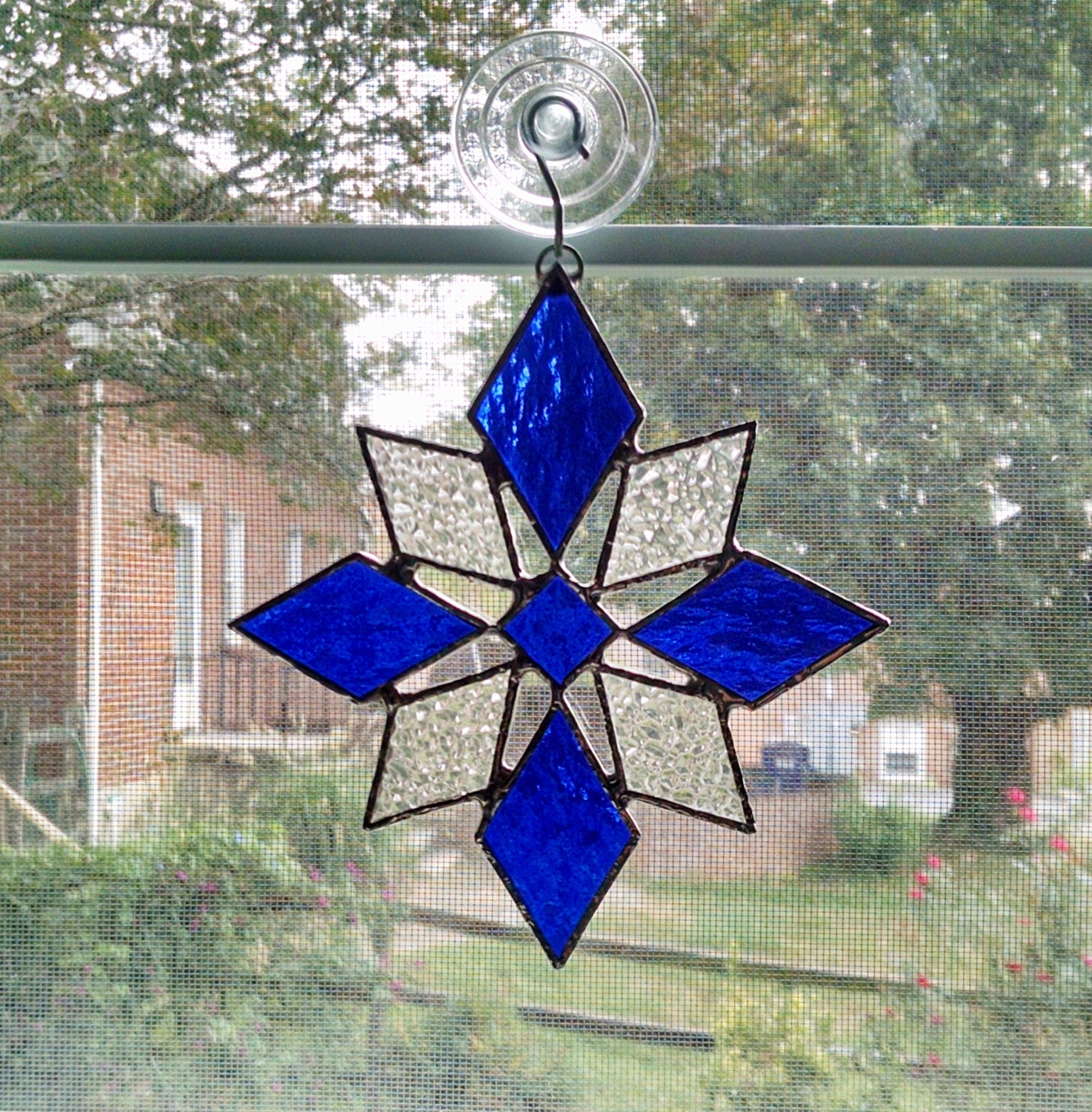 Snowflake Stained Glass Suncatcher Christmas Ornament