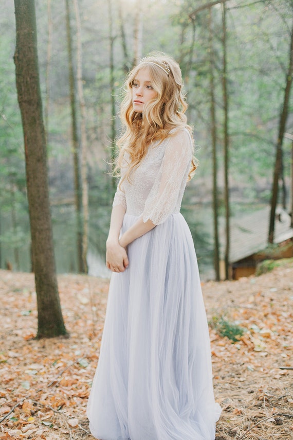 Lavender Wedding Grey Tulle Gown Grey Tulle by theivorysilk