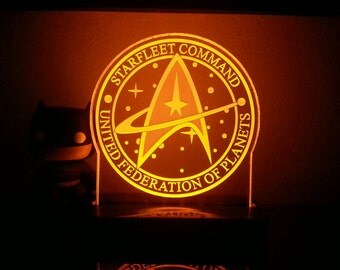 Star Trek Starfleet Command United Federation of Planets Acrylic LED light sign, led display sign, led night light, LED sign, LED lamp