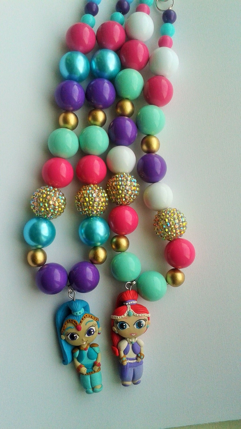 Shimmer and Shine genies inspired beaded necklace by crystalnruby