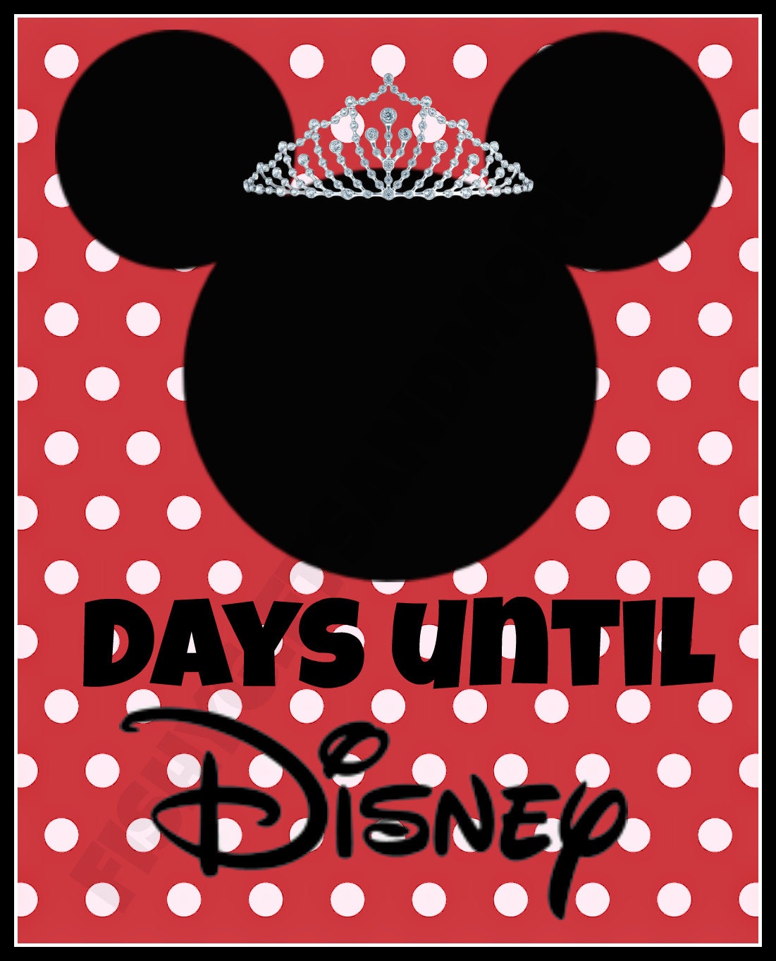 Days Until Disney 8x10 Countdown Printable By Fishygiftsandmore