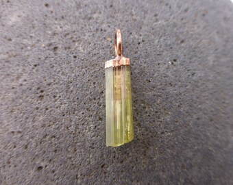 Yellow and Pink Tourmaline Pendant Raw Gemstone Jewelry