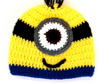 Minion Hat - Crochet Hat - Hats - New Born Crochet Hat - Child Hat - Yellow Hat