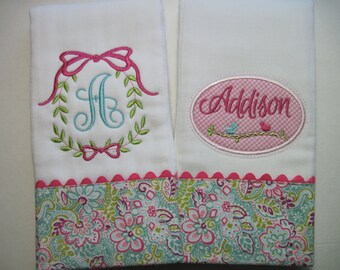 Personalized Baby Girl Burp Cloths