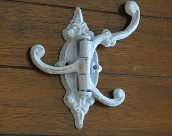 Cast Iron Wall Hook / Ornate Hanger / Nursery Hook / Necklace Holder / Entrance Hook / Pale Blue or Pick Color / Towel Hook / Bathroom Hook