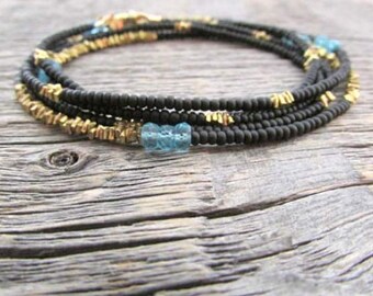 Wrap Bead Bracelet, Bead Wrap Bracelet, December Birthstone Bracelet, Apatite Bracelet, Gemstone Bracelet, Stack Bracelet, Chakra Bracelet