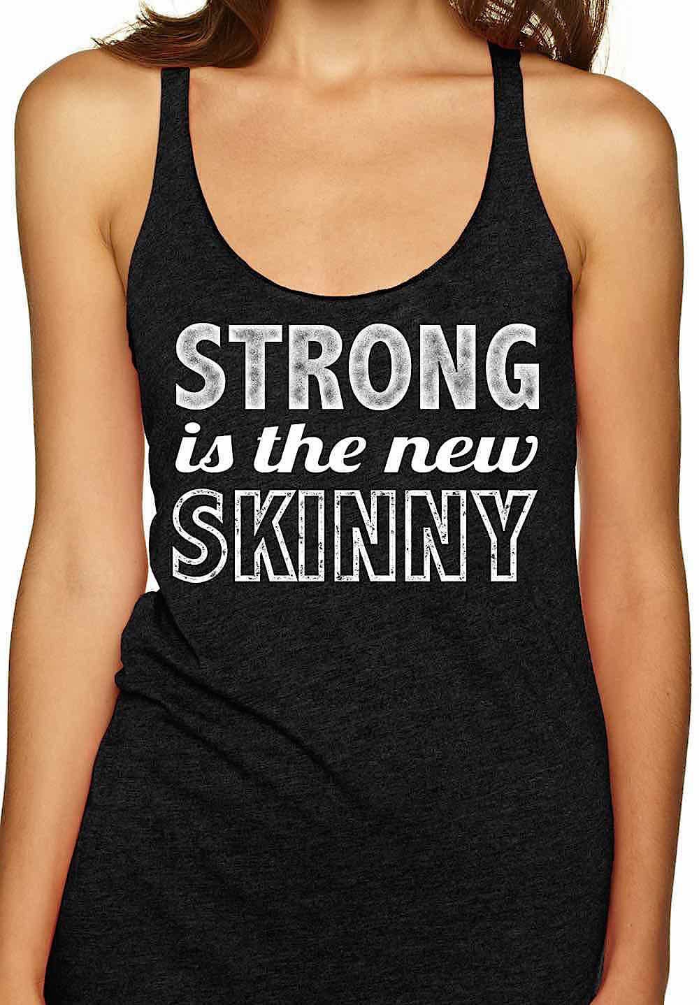 strong is the new skinny womens ladies racerback workout tank