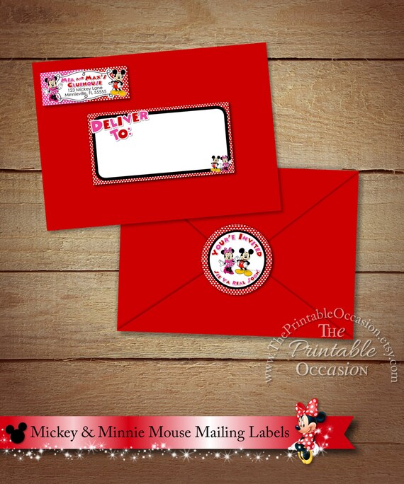 Items similar to Mickey and Minnie Mouse Address Labels and Envelope ...
