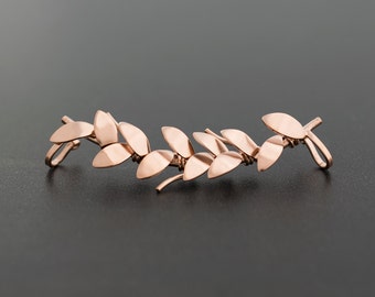 Leaf earring, rose gold ear cuff, no piercing earring cuff, rose gold earring, rose gold jewelry, non pierced ear,fairy earcuff,elf ear cuff