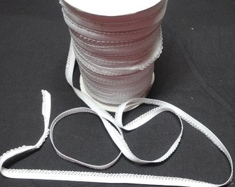 White Lingerie Elastic with Decorative Loop Edge, BY the YARD, 3/8 Inch Wide, Nylon Knit, Fabulous for Lingerie, Baby Sewing, & More