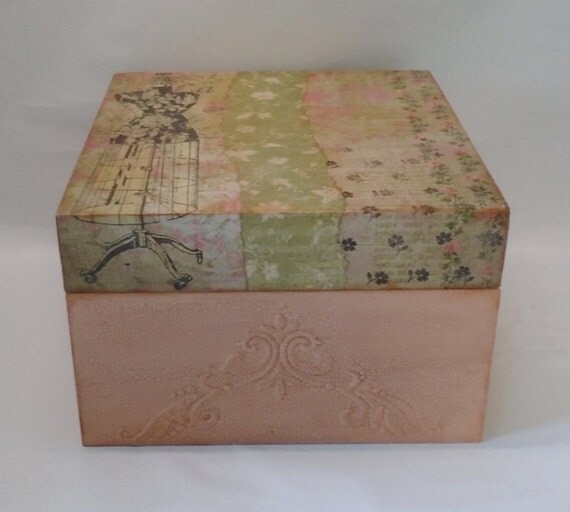 decoupage box handmade Decoupage Handmade Wood Box Decorative Vintage Lid With