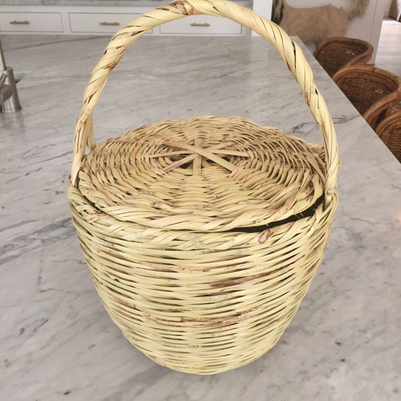 Round Wicker Willow Basket Jane Birkin Basket with by ...