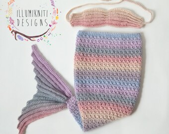 Newborn Mermaid Tail Crochet Pattern - Mermaid Photography Prop Crochet Pattern - Newborn Mermaid Bra Crochet Pattern - Instant Download