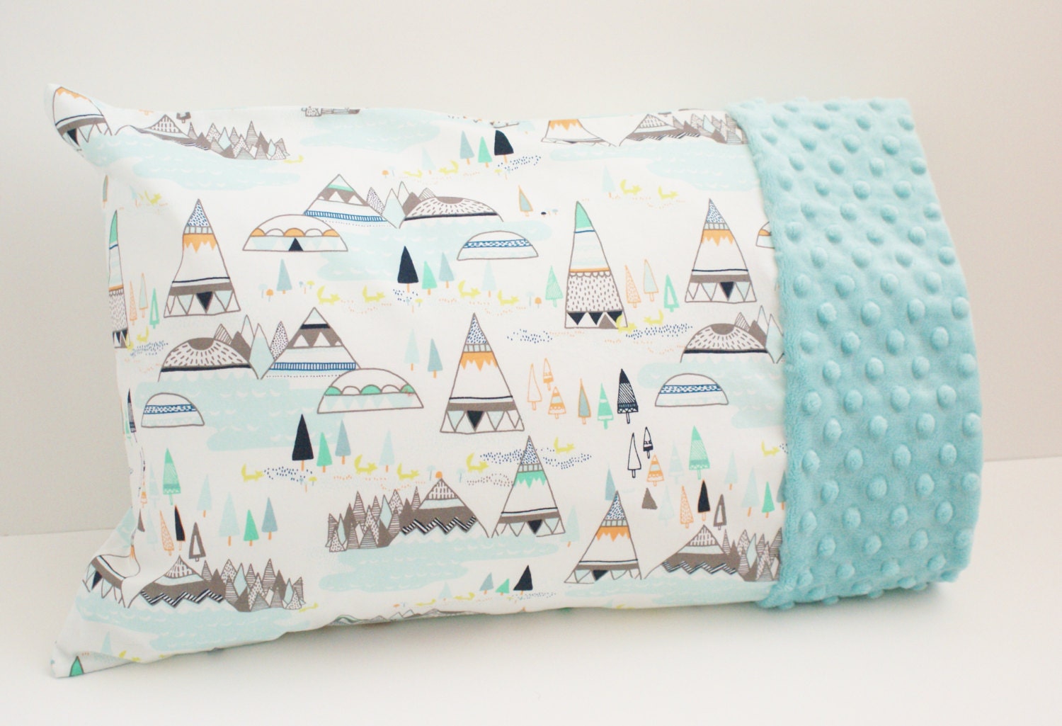 Travel or Toddler Size Pillowcase Tepee Pillow Cotton and