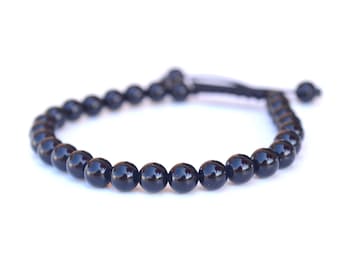 Black Yoga Bracelet, Mala Beads, Black Onyx Bracelet, Wrist Mala, 27 Bead Bracelet, Healing Stones For Strength & Courage