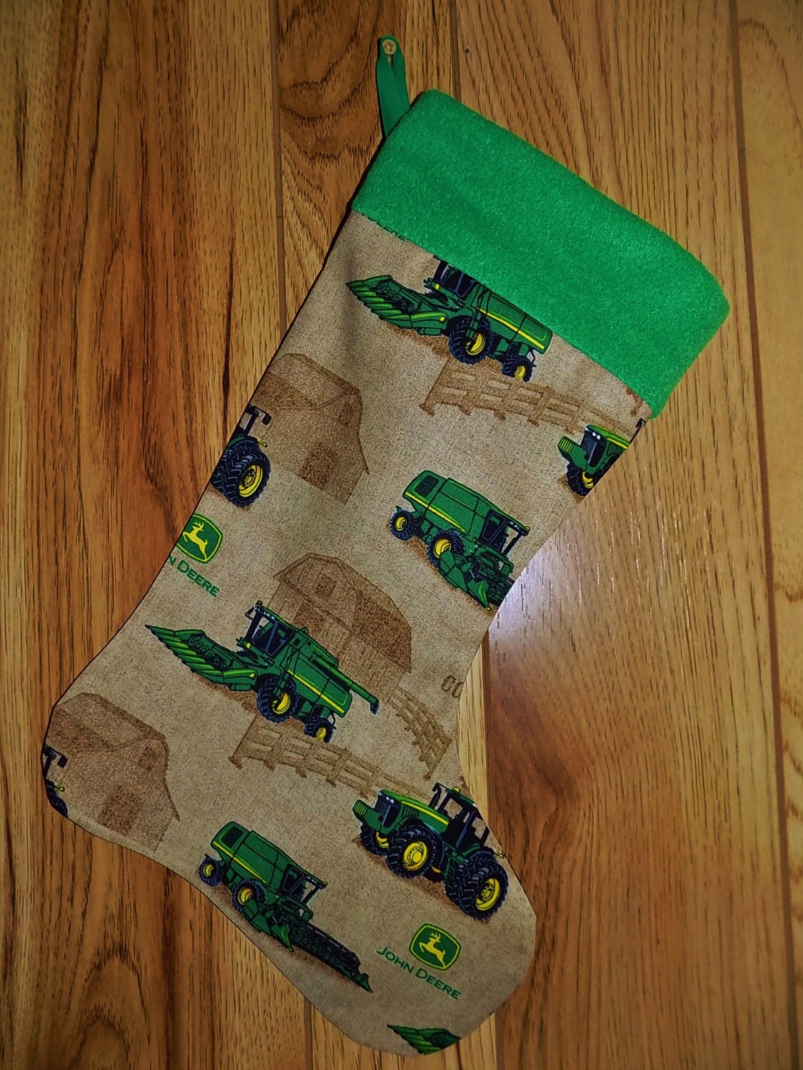 John Deere Christmas Stocking Farm Country with Tractors