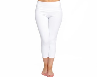 White Leggings White Yoga Pants Low Rise Leggings Womens