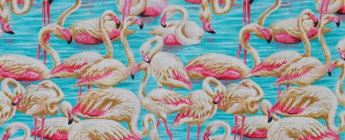 SALE 15% Sale Remnant - Flamingo Run by Ro Gregg- OOP and Rare Fabric