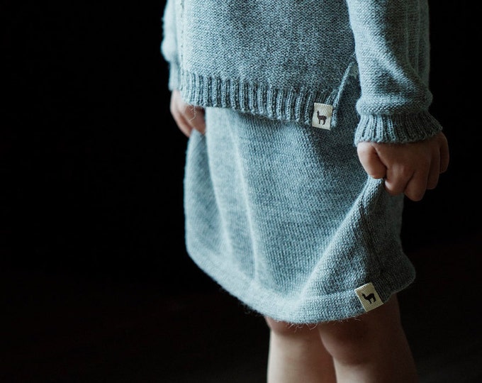 SALE Nordic skirt knitted baby alpaca skirt gray knit skirt knitted wool skirt gray skirt wool skirt knit girl skirt baby girl skirt
