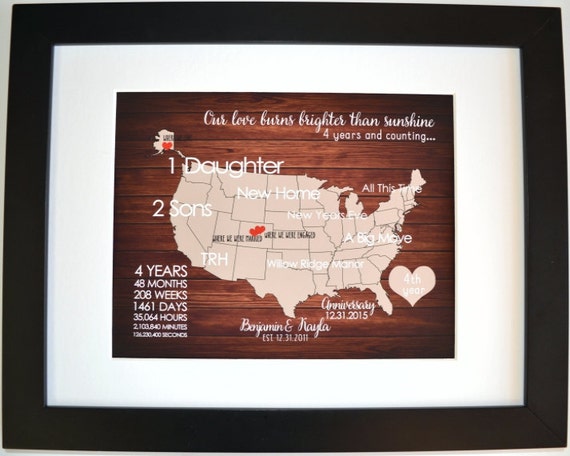 A Us Memory Map Custom Anniversary T Personalized Us