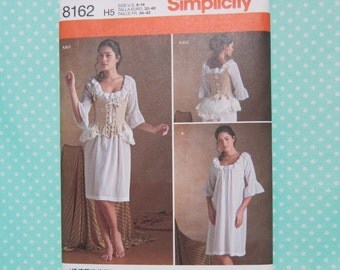 Hamilton Ensemble Corset Pattern. Cheapest Shipping. 18th Century Corset Pattern. Simplicity 8162. Size:6-14 Panniers, Chemise