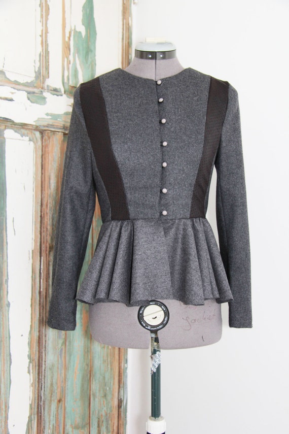 Gray peplum jacket peplum suit jacket womens jacket by JolyDagmara