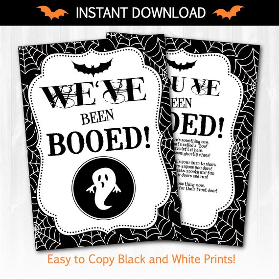 Halloween Printables - You've Been Booed - Easy to Print and Share INSTANT DOWNLOAD