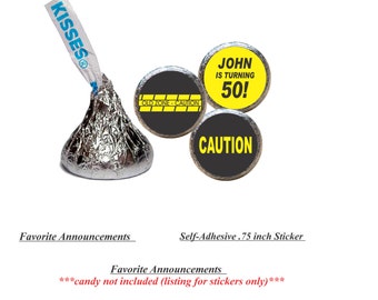 50th Birthday Party Decorations, Over the Hill Party, 40th Birthday, Kiss Stickers, Party Favors, Candy Kiss Stickers (Set of 108)(RCaution)