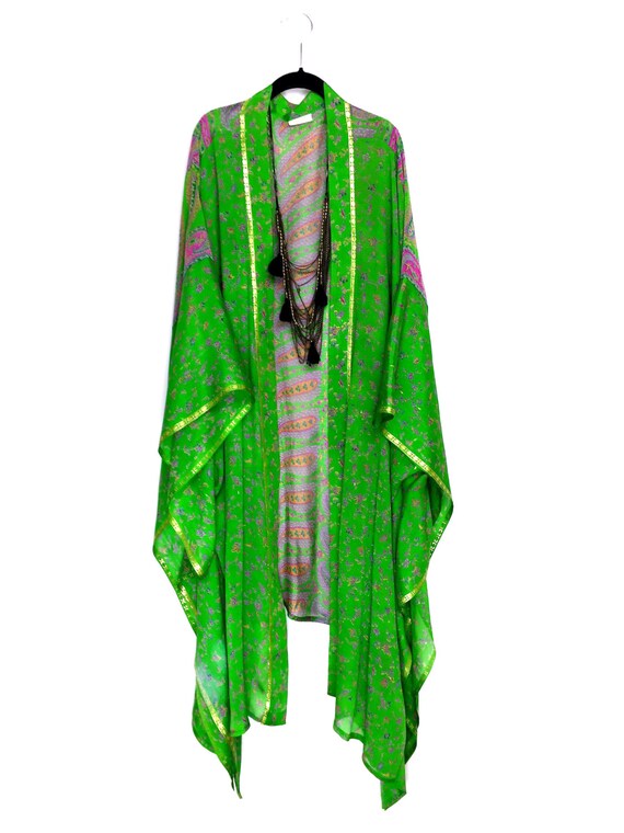 Silk kimono caftan / beach cover up / belted kaftan in a