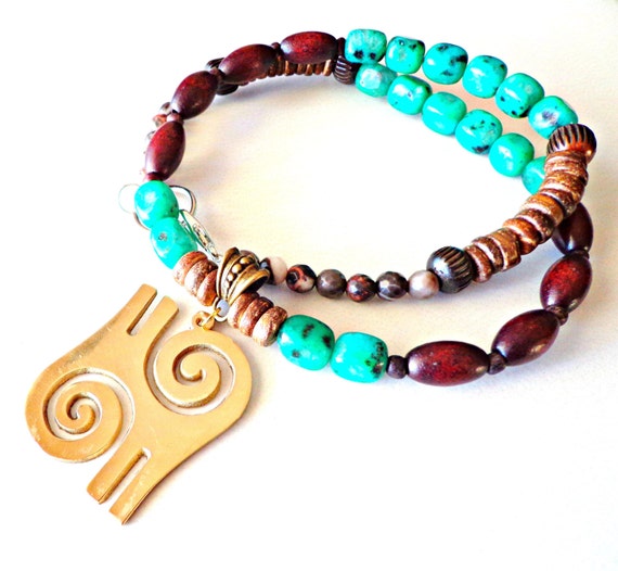 Items similar to African Symbol Beaded Necklace, African Necklace, Men ...