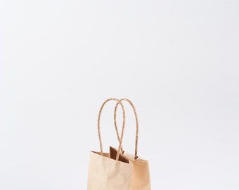 12 Small Kraft Paper Gift Bags with Handles - Mini Gift Bags in Kraft Paper with Twisted Handle - 4.5" x 3" x 5.5"