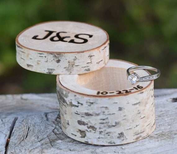 Unique Ring Box, wooden ring box, birch ring box, custom ring box, personalized ring box, wedding/engagement, ring pillow alternative