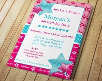 DIY Sparkle & Shine Star - American Birthday Girl - Editable Invitation Template - Microsoft Word Format