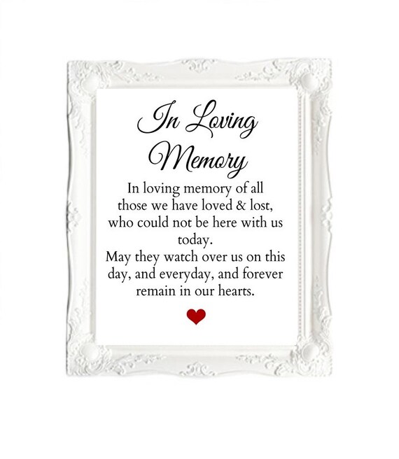Printable In Loving Memory Wedding Sign Beautiful