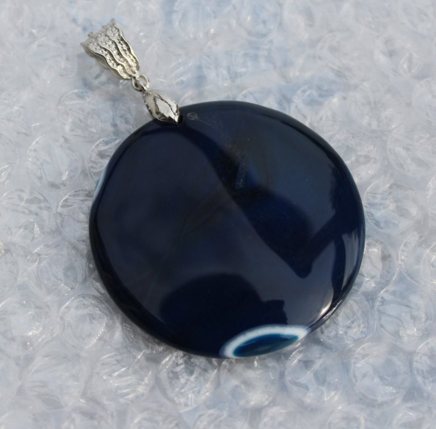 Stunning Midnight Blue Onyx Agate Gemstone Silver