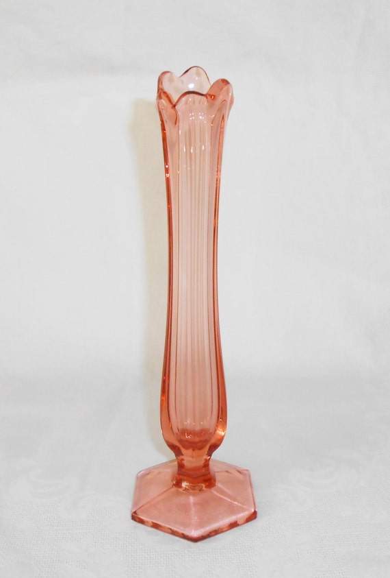 Westmoreland PINK Swung Bud Vase BV1 Hex Footed by WeBGlass