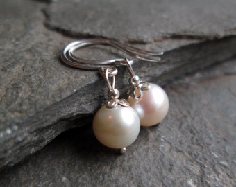 Pearl Earrings - Drop Earrings, Pearl Jewellery, Gift Jewellery, Gifts for Her, Birthday Gift, Christmas Gift, Silver Jewellery, Ivory