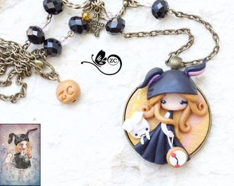 polymer clay necklace / fairy/ fimo/ clay / zingara creativa/yuri ueda collection