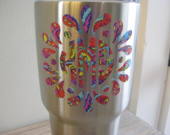 Monogram Yeti Decal - Yeti Monogram Decal - Pattern Yeti Decal - Preppy Pattern Monogram Yeti Decal - Yeti Monogram - Yeti Rambler Monogram